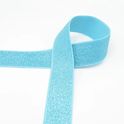 Gummiband Glitzer 40 mm | Preis gilt für 1 m | Meterware|viele Farben (ashley blue) von Die Stofftante