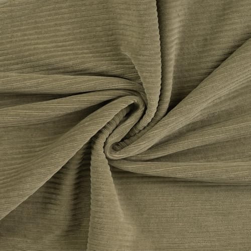 Jersey Cordjersey Breitcordnicki Cord-Jersey Rippenjersey | Breitcordoptik | 50x150 cm | Meterware (Earth khaki) von Die Stofftante