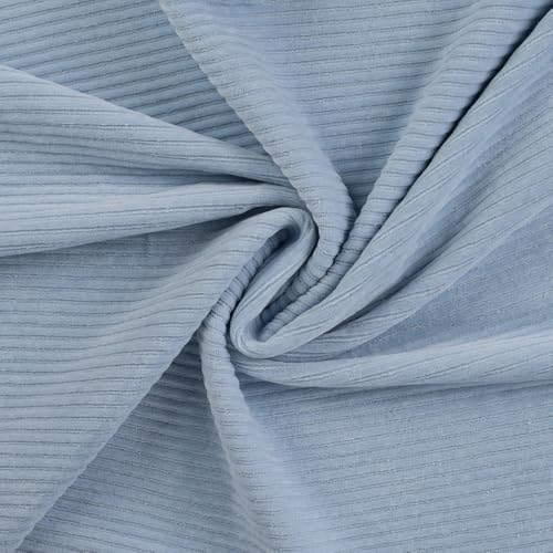 Jersey Cordjersey Breitcordnicki Cord-Jersey Rippenjersey | Breitcordoptik | 50x150 cm | Meterware (Soft blue) von Die Stofftante