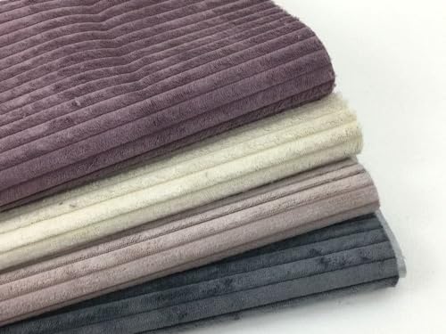 Stoffpaket Cord-Samt WANJA | 4 Farben | verschiedene Farb-Sets | á 50x70 cm (rosa-grau) von Die Stofftante