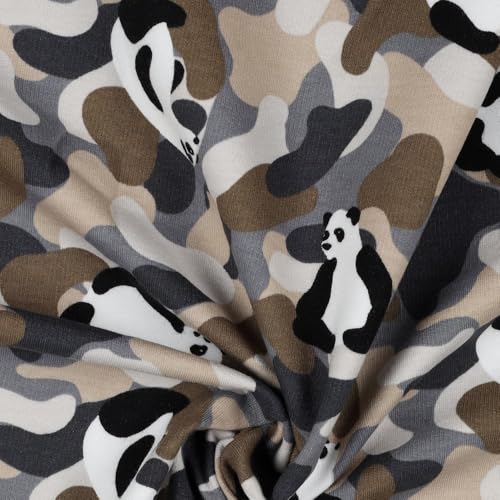 Sweatstoff Soft-Sweat PANDA CAMOUFLAGE | grey | by Poppy | Meterware | ab 50x150cm von Die Stofftante