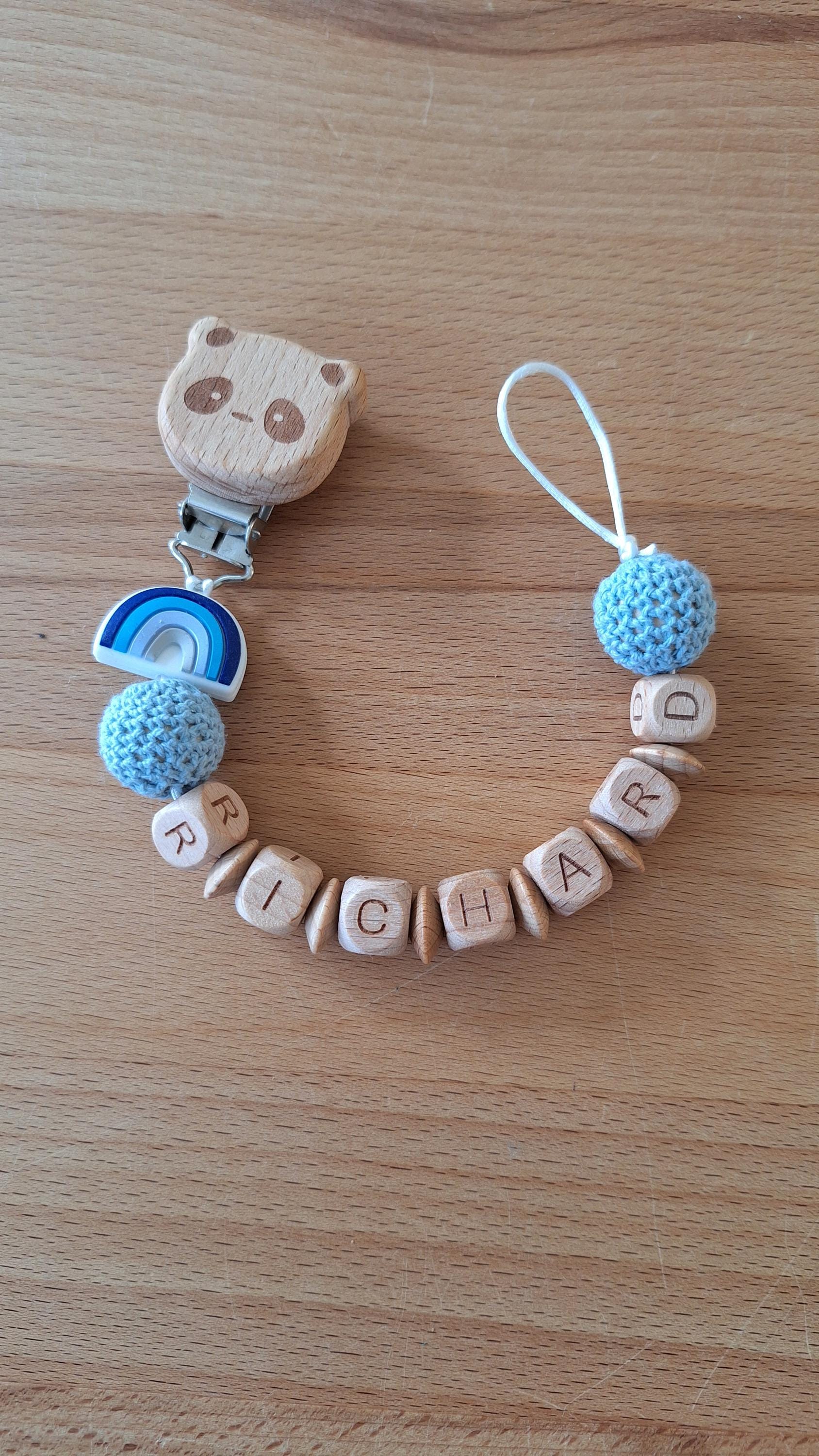 Personalisierte Schnullerkette Mit Namen - Handgefertigtes Babygeschenk Zur Geburt Oder Taufe von DieRappelkiste