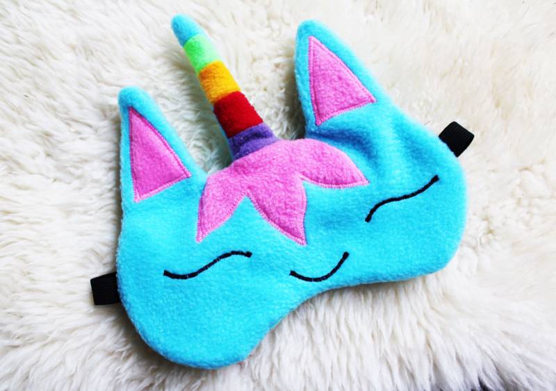 Schlafmaske, Schlafbrille Einhorn Blau Türkis Regenbogen Unicorn Frauen Kinder Reise-Zubehör Reise-Accessoire Spa-Maske Augenbinde von DieSchnukkis