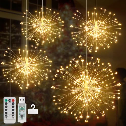 Diealles Shine Feuerwerk Lichterkette, 480 LEDs Weihnachtslicht, 8 Modi Hängende Feuerwerk Lichter, USB Weihnachtsdeko Licht mit Fernbedienung, für Indoor Outdoor Parties Hochzeit Hofgarten Deko von Diealles Shine