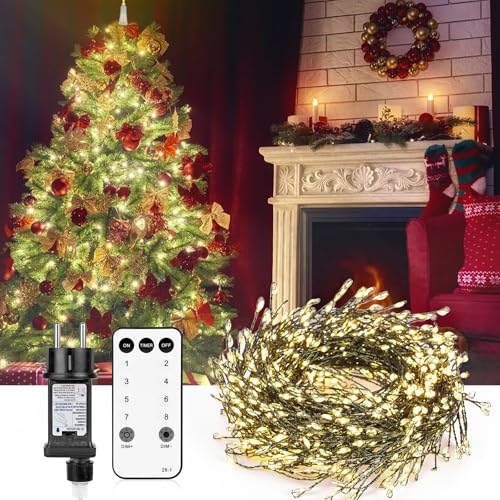 Diealles Shine Lichterkette Innen, 10M 600LED Lichterkette Innen mit Stecker, Warm Lichterkette mit Fernbedienung Timer, Lichterkette mit Schalter für Weihnachten Garten Balkon von Diealles Shine