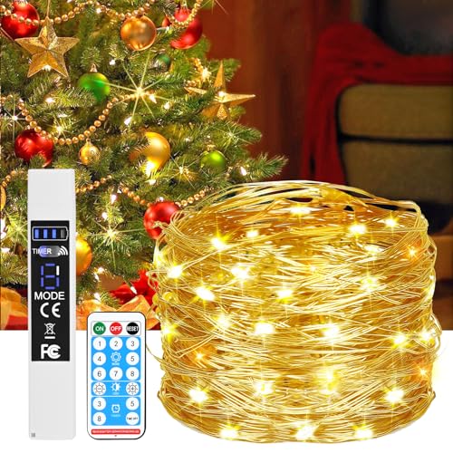 Diealles Shine Lichterkette Innen, 20M 200LED Lichterkette mit Batterie, Warm Lichterkette mit Fernbedienung Timer, Lichterkette mit Schalter für Weihnachten Garten Balkon von Diealles Shine