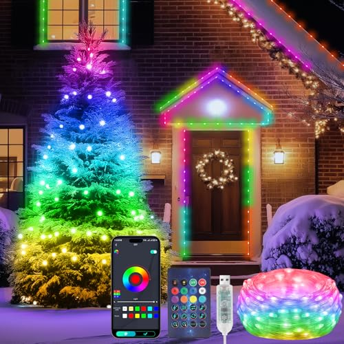 Lichterkette Farbwechsel, Diealles Shine 10M 100LED RGB Lichterkette mit Sync Musik, Fernbedienung & App Steuerung, Wasserdicht Lichtschlauch USB für Innen Weihnachten Halloween Fotos Party Dekoration von Diealles Shine