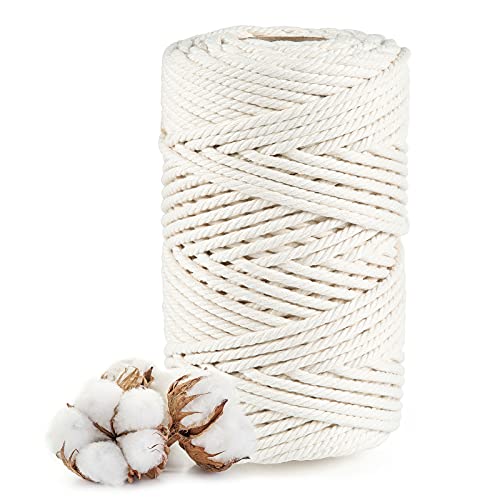 Makramee Garn 5mm Beige, Diealles Shine 100m Magramegarn Baumwollschnur, Macrame Cord für DIY Handwerk, Baumwollgarn Kordel für Wandbehang Pflanze Aufhänger Dreamcatcher Boho Deko von Diealles Shine