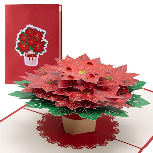 Diese-Klappkarten 3D Karte Weihnachten Pop Up Weihnachtsstern - Weihnachtskarte Freundin Frauen - Weihnachtskarten mit Umschlag - 3D PopUp Karte für Geldgeschenke - Gutschein Karte von Diese-Klappkarten