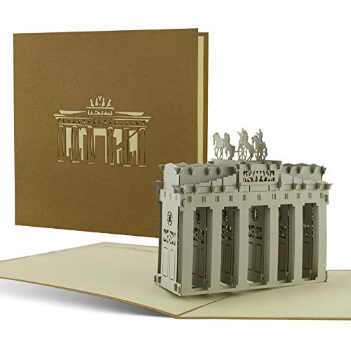 Diese-Klappkarten 3D Pop Up Karte Reisegutschein - Geschenk Verpackung für Reisegutschein mit Umschlag - 3D PopUp Geschenk Karte für eine Reise - Geschenkkarte mit Motiv - Brandenburger Tor von Diese-Klappkarten