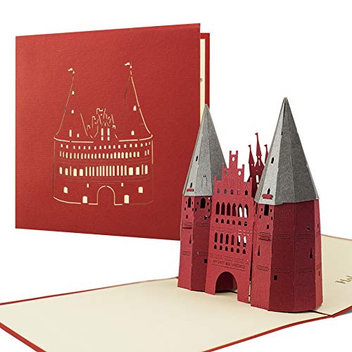 Diese-Klappkarten 3D Pop Up Karte Reisegutschein - Geschenk Verpackung für Reisegutschein mit Umschlag - 3D PopUp Geschenk Karte für eine Reise - Geschenkkarte mit Motiv - Perlachturm Augsburg von Diese-Klappkarten