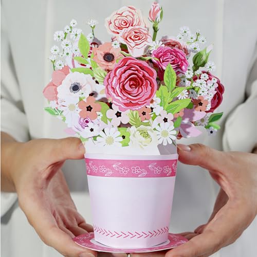 Diese-Klappkarten Glückwunschkarte mit 3D Blumenstrauß - Pop Up Karte mit bunten Blumen - Geburtstagskarte Gute Besserung Karte Dankeskarte Gutschein von Diese-Klappkarten