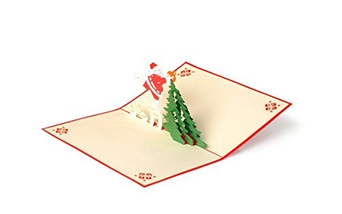 Diese-Klappkarten Weihnachten Geschmückter Weihnachtsbaum 3D Pop-Up Karte | Lustig Froh Weihnachtskarte mit Umschlag W23 von Diese-Klappkarten