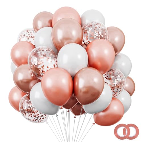 Diggtor 120-Teiliges 12-Set mit Luftballons in Roségold, Konfetti-Latex-Luftballons, Bogengirlanden-Set, Metallische Luftballons in Roségold von Diggtor