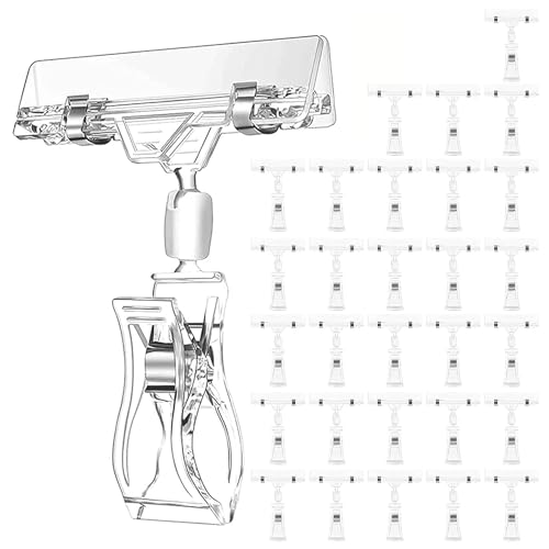 Diggtor 30 Clips für Etikettenhalter, drehbare Schilder aus transparentem Kunststoff, Display-Clip für Warenschilder, langlebige Preisschildklemme, 10,5 x 8 cm von Diggtor