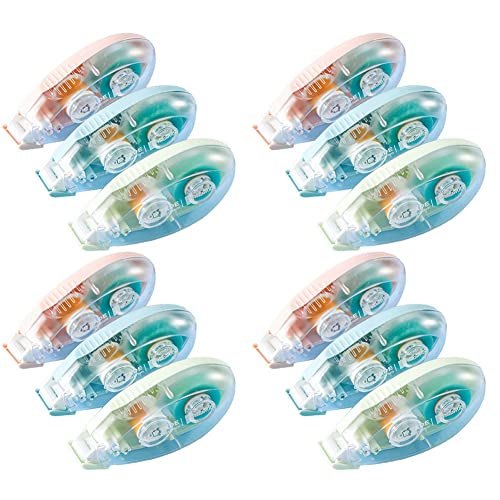 Diggtor Packung mit 12 Rollen ein doppelseitiges Klebeband 3 Farben Klebeband für Scrapbooking Tape Runner von Diggtor