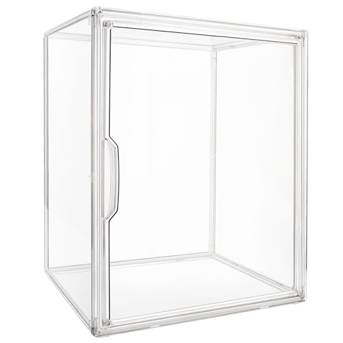 Klare Acryl-Vitrine, stapelbare Kunststoff-Aufbewahrungsbehälter mit Magnetverschluss, staubdichte Schutzvitrine für Bücher, Kosmetika, Spielzeug Größe 27*25.5*36 cm (Style C) von DigiTizerArt