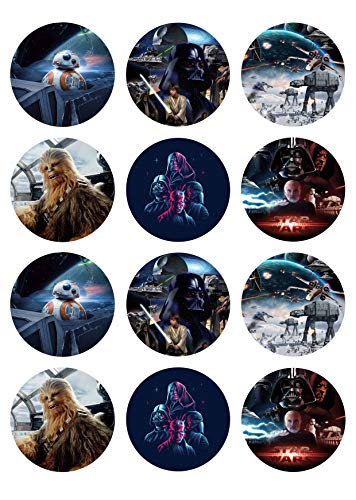 12 Muffinaufleger ca. 6 cm zum selbst ausscheiden, Cupcakes Muffinsbild Geburtstag Motiv: Star Wars, Fondant 0755x von Digital-on