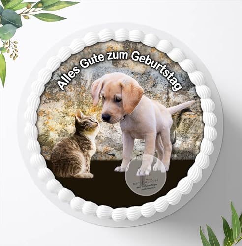 Hunde Tortenaufleger Tortenbild Geburtstag Fondant Zuckerpapier Ø 20cm / 1609a von Digital-on