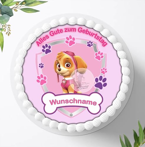 Paw Patrol + Wunschname Tortenaufleger Tortenbild Geburtstag Fondant Ø 20cm / 3825 von Digital-on