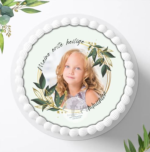 Zur Kommunion für deine Torten mit Wunsch Bild, Zuckerbild, Essbares Foto für Torten, Fondant, Tortenaufleger Ø 20cm, 0178c von Digital-on