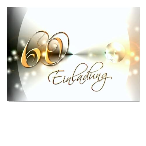 DigitalOase 2 Einladungskarten 60. Geburtstag MIT INNENTEXT 60. Jubiläum Geburtstagskarten 2 Klappkarten 2 Kuverts Format DIN A6#YANG von DigitalOase