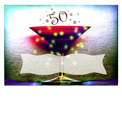 DigitalOase 4 Tischkarten 50. Geburtstag passend zu Einladungskarten Motiv Cocktail - 4 Klappkarten DIN A7 (aufgeklappt ca. 10 x 14 cm) #KELCHR von DigitalOase