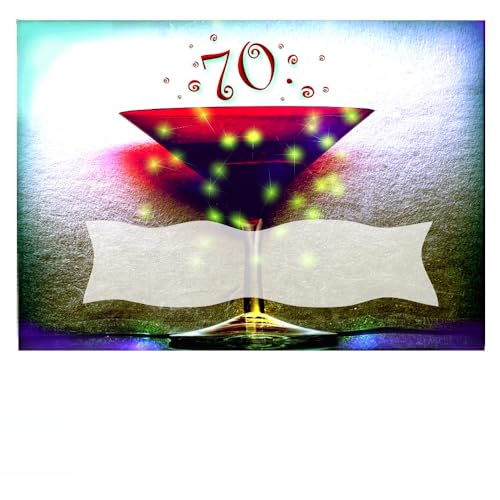 DigitalOase 4 Tischkarten 70. Geburtstag passend zu Einladungskarten Motiv Cocktail - 4 Klappkarten DIN A7 (aufgeklappt ca. 10 x 14 cm) #KELCHR von DigitalOase