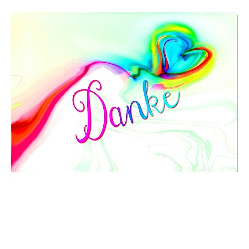 DigitalOase 4 kleine Dankeskarten Danke Tischkarten - 4 Klappkarten incl. 4 weiss Kuverts DIN A7 (aufgeklappt ca. 10 x 14 cm) #HERZDA von DigitalOase