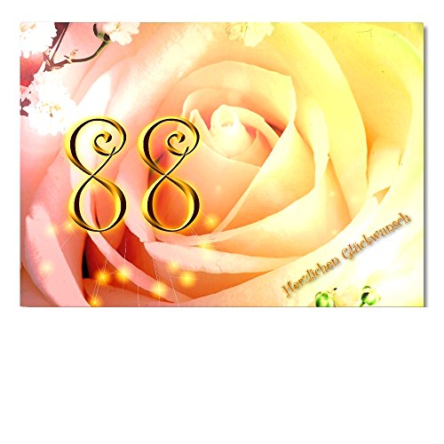 DigitalOase Glückwunschkarte 88. Geburtstag A5 Geburtstagskarte Grußkarte Klappkarte Umschlag #ROSE von DigitalOase