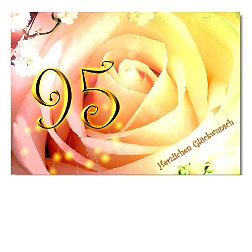 DigitalOase Glückwunschkarte 95. Geburtstag Jubiläumskarte 95. Jubiläum A5 Geburtstagskarte Grußkarte Klappkarte Umschlag #ROSE von DigitalOase