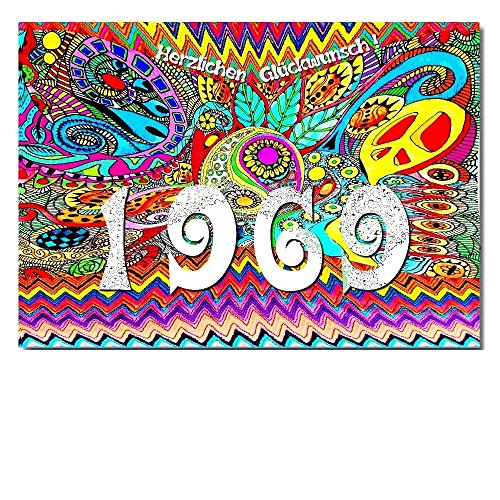 DigitalOase Glückwunschkarte Jahrgang 1969 55. Geburtstag A5 Geburtstagskarte Grußkarte Klappkarte Umschlag #WOODST von DigitalOase