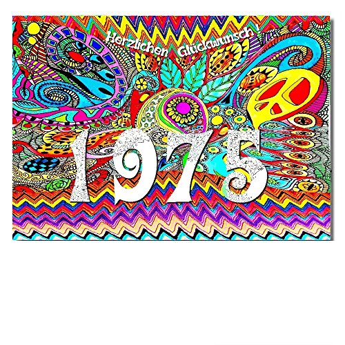DigitalOase Glückwunschkarte Jahrgang 1975 49. Geburtstag A5 Geburtstagskarte Grußkarte Klappkarte Umschlag #WOODST von DigitalOase