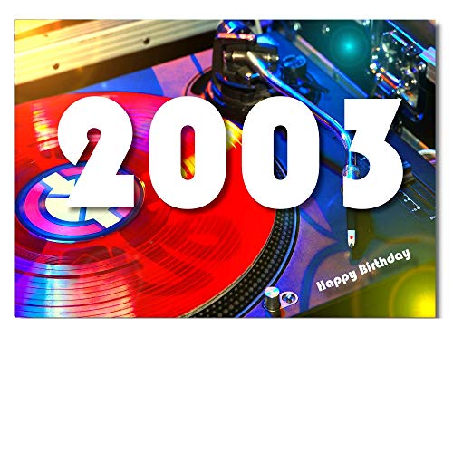DigitalOase Glückwunschkarte Jahrgang 2003 21. Geburtstag A5 Geburtstagskarte Grußkarte Klappkarte Umschlag #VINYLRED von DigitalOase