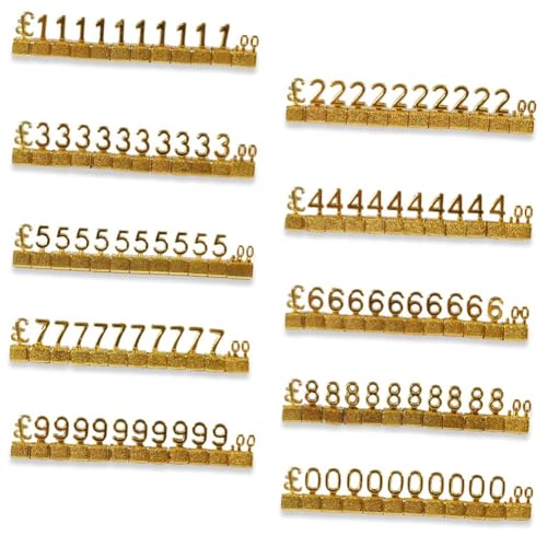 Diheohg 10-Teiliges Preis-Quadrat-Set, 3D-Metallregal, Verstellbar, GBP ￡ Preis-Quadrat-Set für Schaufenster, Schmuck, Uhr, Geschäft, Büro von Diheohg