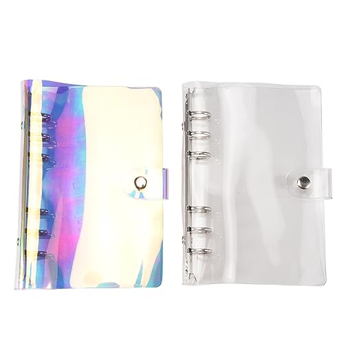 Diheohg 2 StüCk A6 6-Ring Regenbogen Klar PVC Binder Deckel NachfüLlbarer Notizbuch Binder Schutz Lose Blatt Planer Binder Deckel Mehrfarbig von Diheohg