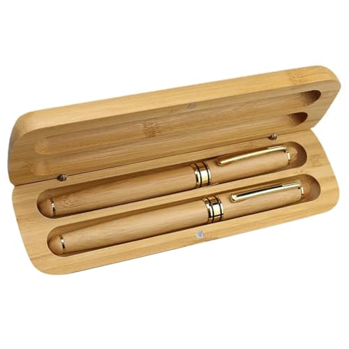 Diheohg Bambus-Schreibwaren-Set für Studenten, Geschäftsleute, Büro mit Kugelschreiber und Geschenkbox, Elegant, Hochwertiges Stift-Set-Kit, Geschenk-Stift-Set von Diheohg