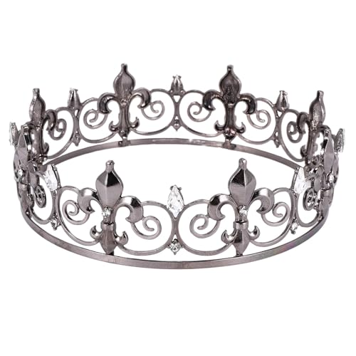 Diheohg Gothic Full Crown - Metallkronen und Diademe für MäNner und, Gothic Prince Prom PartyhüTe, Halloween Cosplay KostüM von Diheohg