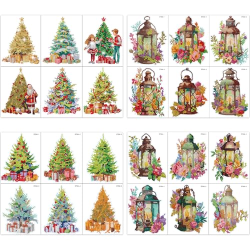 24 Stück Weihnachten Diamant Aufkleber Kit,DIY Weihnachtsbaum Diamond Painting Aufkleber für Kinder,Weihnachten Diamond Painting Set Weihnachten Aufkleber für Weihnachtsdekoration von DiiWmme