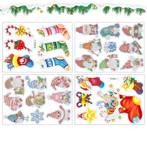 29 Stück Weihnachten Diamond Painting Aufkleber Kits für Kinder Kleine Weihnachten Diamond Art Painting Aufkleber Weihnachtsmann 5d Diy Art Craft Strass Aufkleber Kit für Anfänger Weihnachtsfeier Deko von DiiWmme