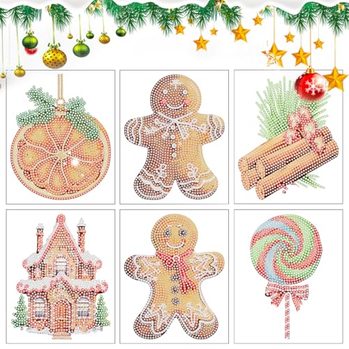 Weihnachten Diamond Painting Aufkleber Kits für Kinder 6 Blätter Kleine Weihnachten Diamond Art Painting 5d Diy Art Craft Strass Aufkleber Kit für Anfänger Weihnachtsfeier Dekoration (Farbe A) von DiiWmme