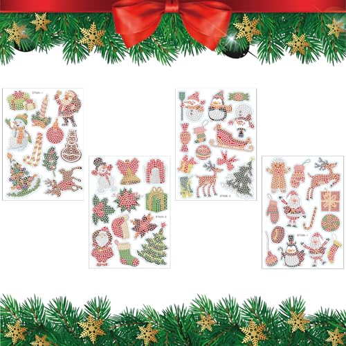 Weihnachten Diamond Painting Aufkleber Kits für Kinder Kleine Weihnachten Diamond Art Malerei Aufkleber 5d Diy Kunst Handwerk Strass Aufkleber Kit für Anfänger Weihnachtsfeier Dekoration (bunt A) von DiiWmme