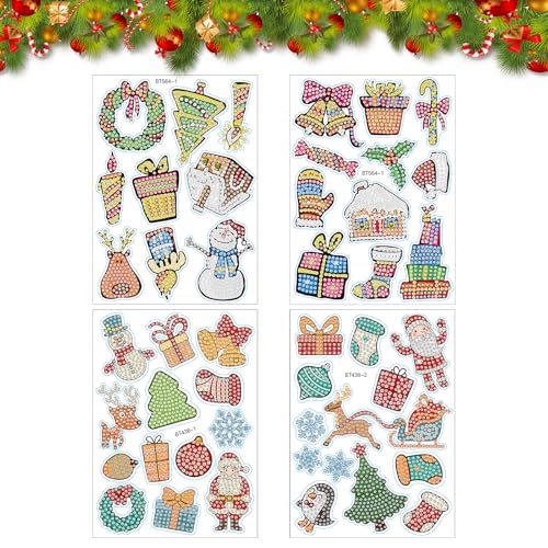 Weihnachten Diamond Painting Aufkleber Kits für Kinder Kleine Weihnachten Diamond Art Malerei Aufkleber 5d Diy Kunst Handwerk Strass Aufkleber Kit für Anfänger Weihnachtsfeier Dekoration (bunt B) von DiiWmme