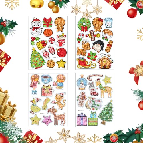 Weihnachten Diamond Painting Aufkleber Kits für Kinder Kleine Weihnachten Diamond Art Malerei Aufkleber 5d Diy Kunst Handwerk Strass Aufkleber Kit für Anfänger Weihnachtsfeier Dekoration (bunt C) von DiiWmme