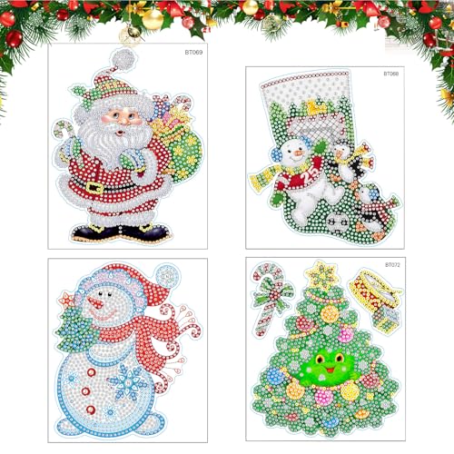 Weihnachten Diamond Painting Aufkleber Kits für Kinder Kleine Weihnachten Diamond Art Malerei Aufkleber 5d Diy Kunst Handwerk Strass Aufkleber Kit für Anfänger Weihnachtsfeier Dekoration (bunt D) von DiiWmme