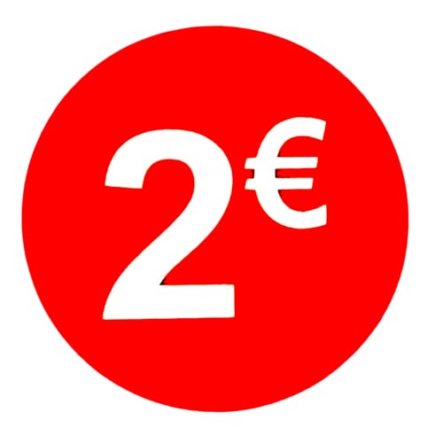 Preisetiketten 2 € Euro Packung mit 1000 Stück Rund Rot Abziehaufkleber Preisaufkleber für Rabatte Angebot von DiiliHiiri