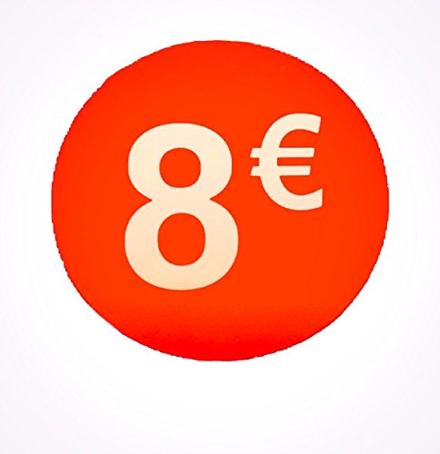 8€ Euro Aufkleber 1000 Pack Aufkleber 35mm rot Preisaufkleber (Price Stickers), DiiliHiiiri von DiiliHiiri