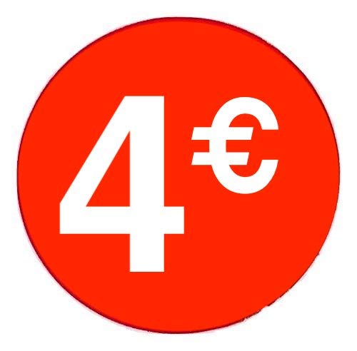 DiiliHiiri Runde 4€ Euro Etiketten in Rollen mit 1000 Aufklebern Preisschilder Rote Ausklappbare Aufkleber | 35mm von DiiliHiiri