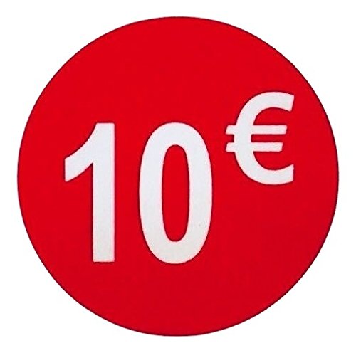 DiiliHiiri — 10€ Schnäppchenpreisaufkleber Rote Preissticker 35mm Rolle mit 1000 Stk — Einzelhandelspreisaufkleber Verkaufspreisetiketten Euro-Preisetiketten von DiiliHiiri