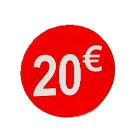 DiiliHiiri — 20€ Einzelhandelspreisaufkleber Rote Preissticker 35mm Rolle mit 1000 Stk — Verkaufspreisetiketten Euro-Preisetiketten Rabattpreisschilder von DiiliHiiri